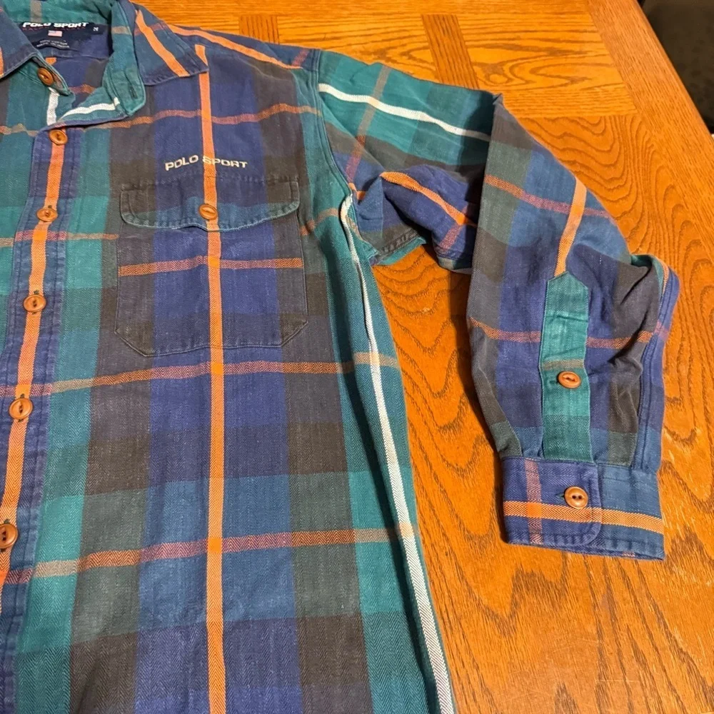 VTG Polo Ralph Lauren Plaid Long Sleeve Button Up Shirt Sz M Y2K 90s Style